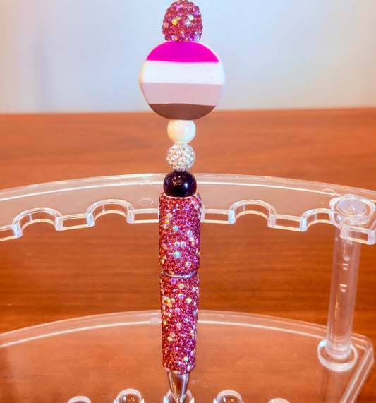 Asexual Pride Beaded Pen | Super Sparkly Retractable Pen