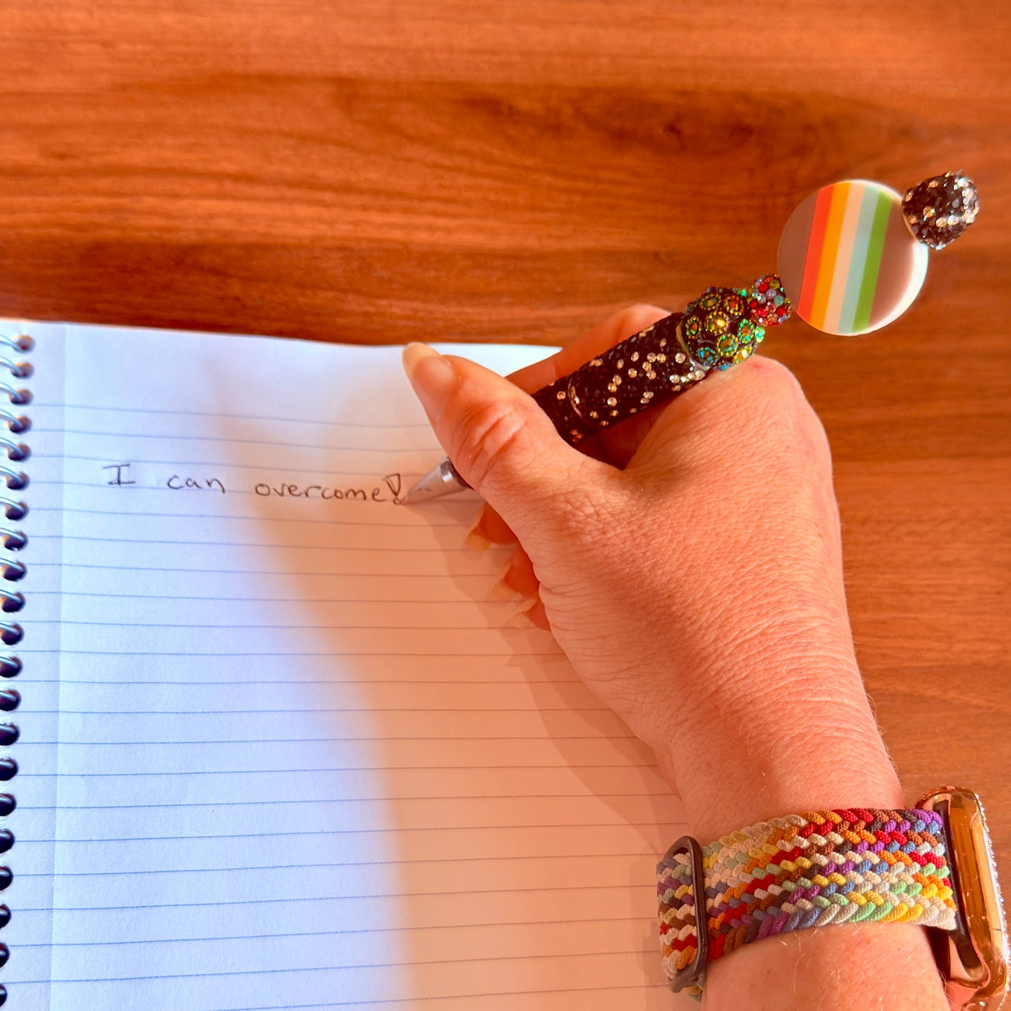 Disability Pride Rhinestone Beaded Pen | Super Sparkly Retractable Pen