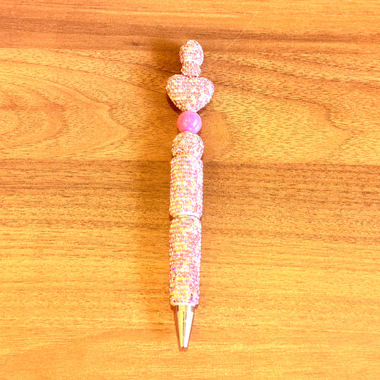 Pink Rhinestone Bling Beaded Pen - Glam Stationery