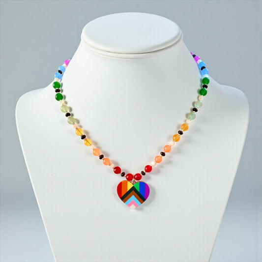 Pride Ally Pendant - Handmade Beaded Gemstone Statement Piece