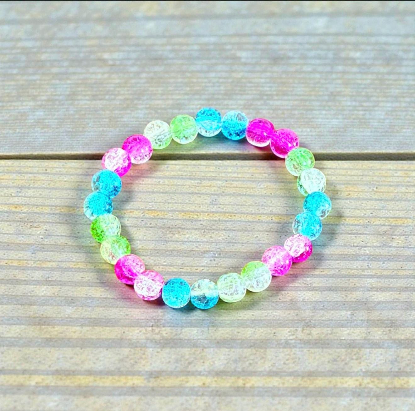 Polysexual Pride Bracelet - Glass Bead Stretch Cord LGBTQIA+ Statement Piece