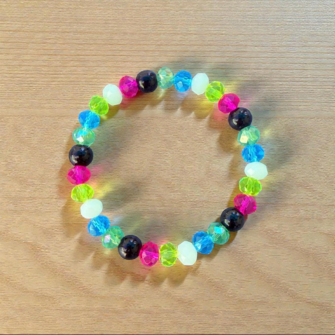 Disability Pride Faceted Glass Stretch Bracelet – Colorful Awareness Jewelry