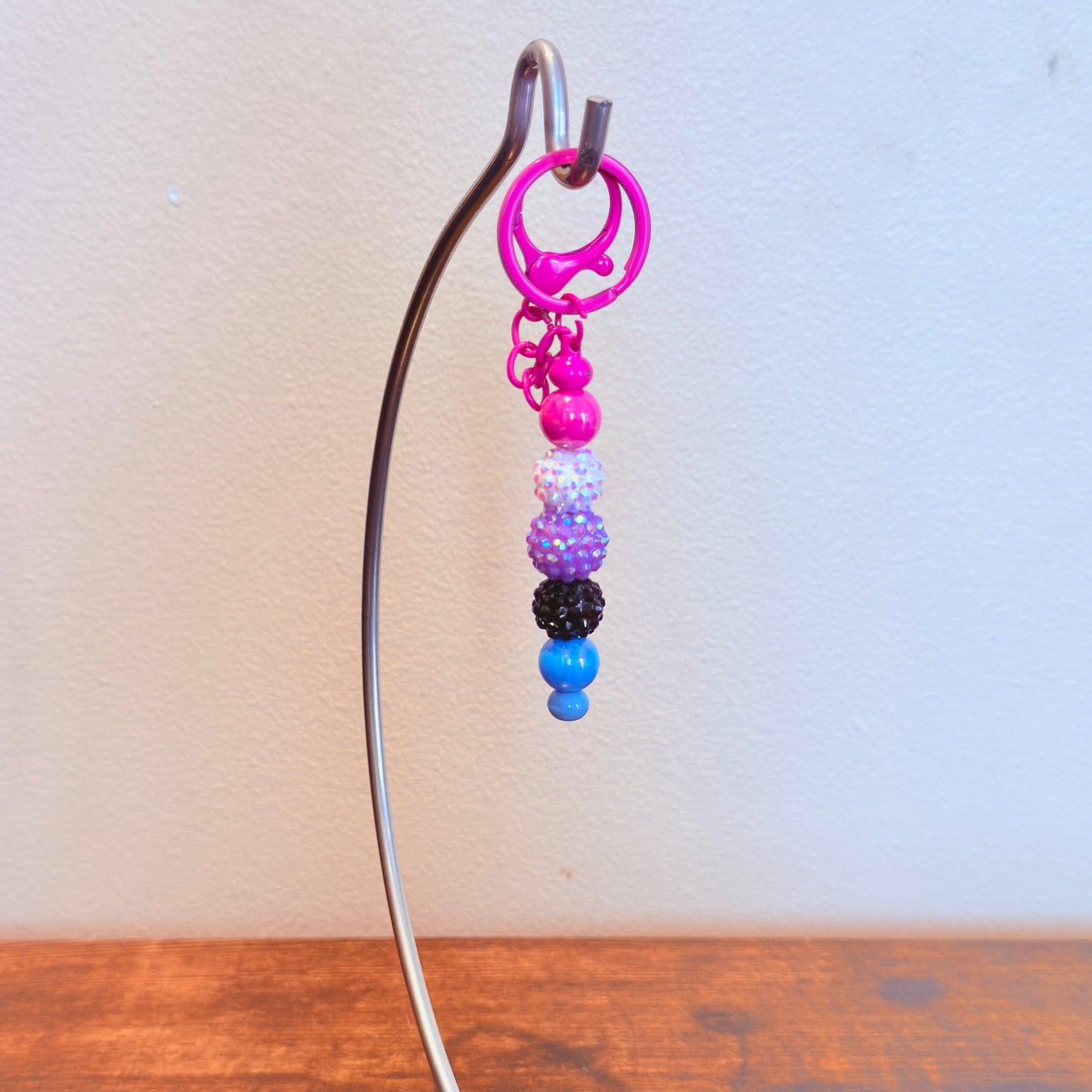 Genderfluid Pride Rhinestone and Smooth Beaded Keychain