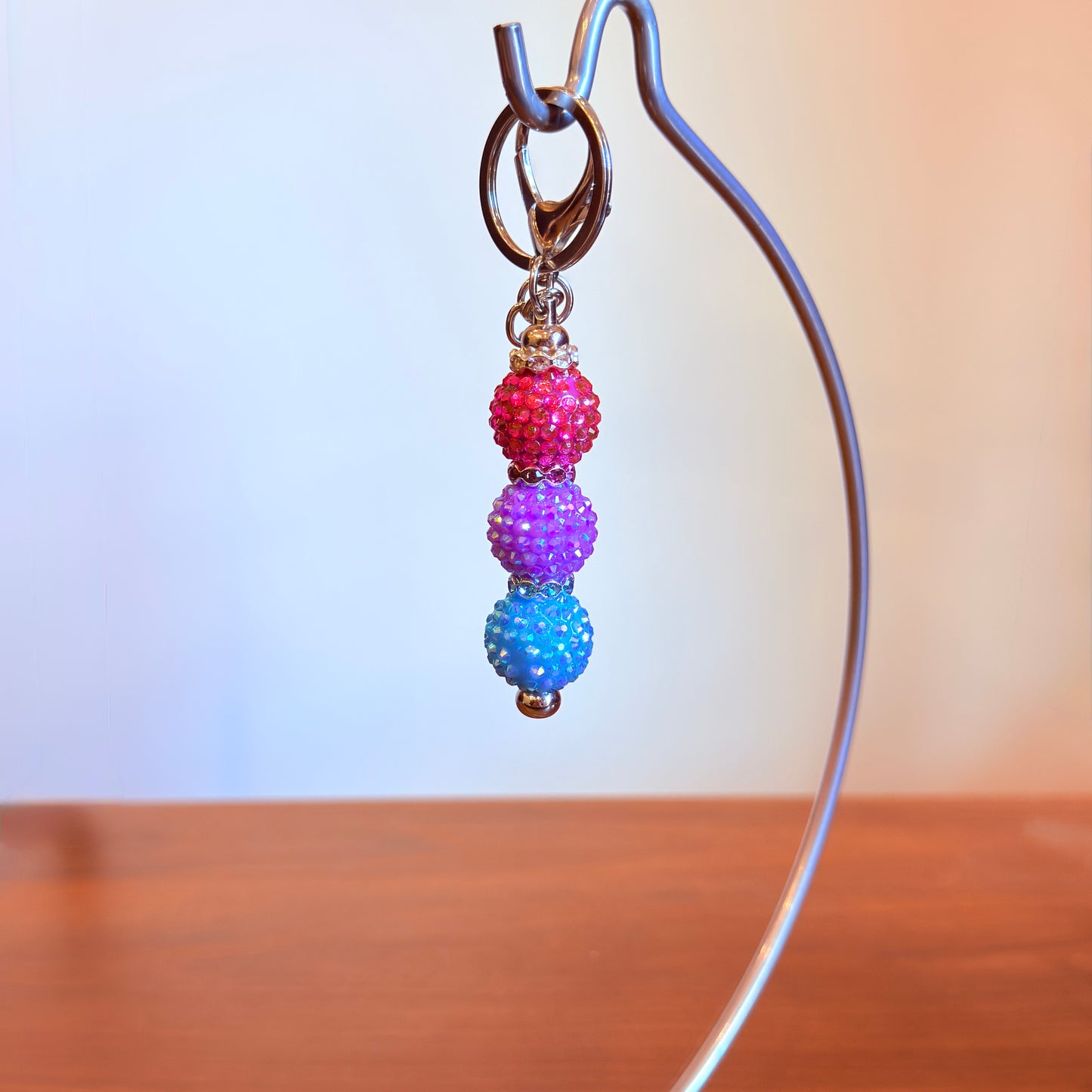 Bisexual Pride Beaded Keychain