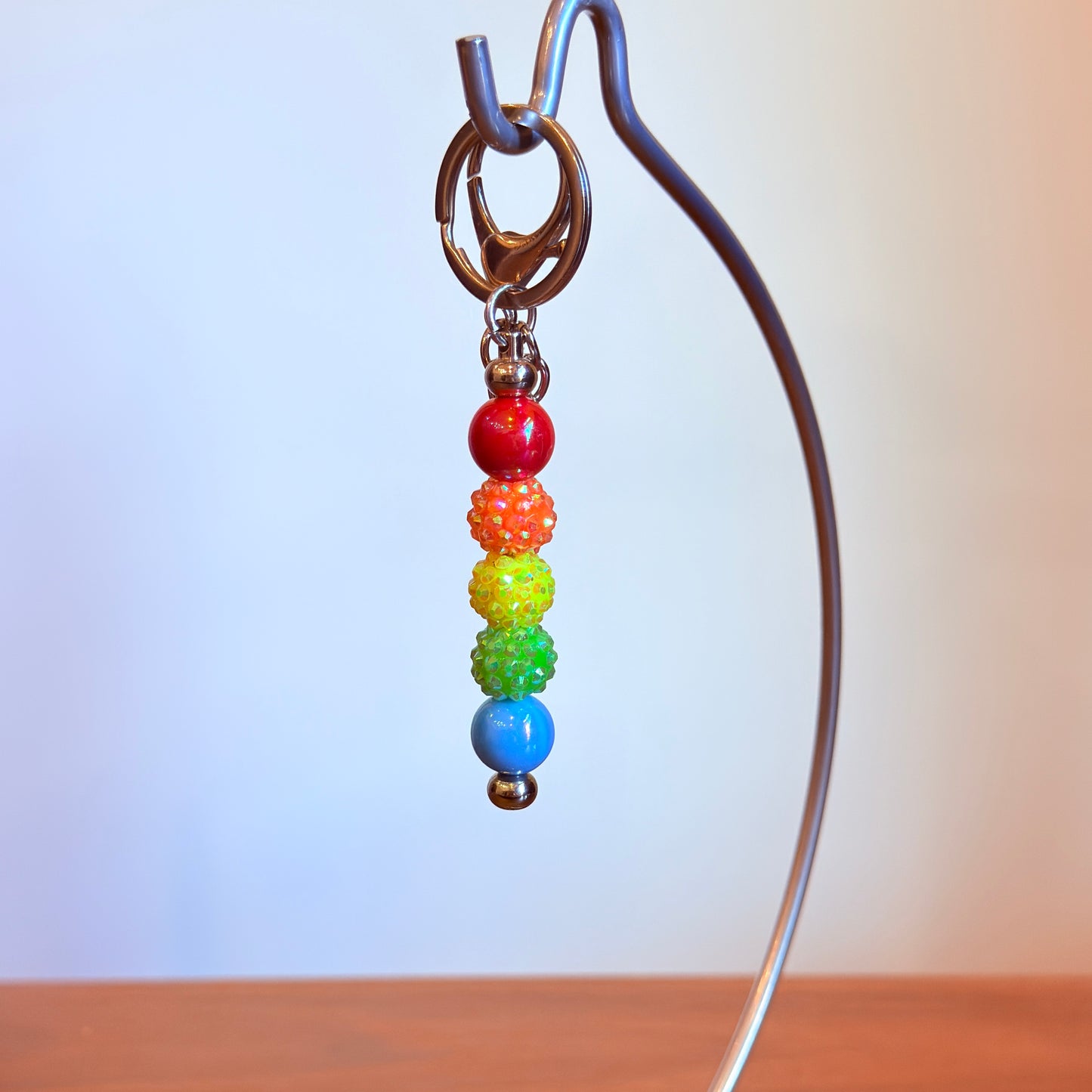 Rainbow Pride Beaded Keychain