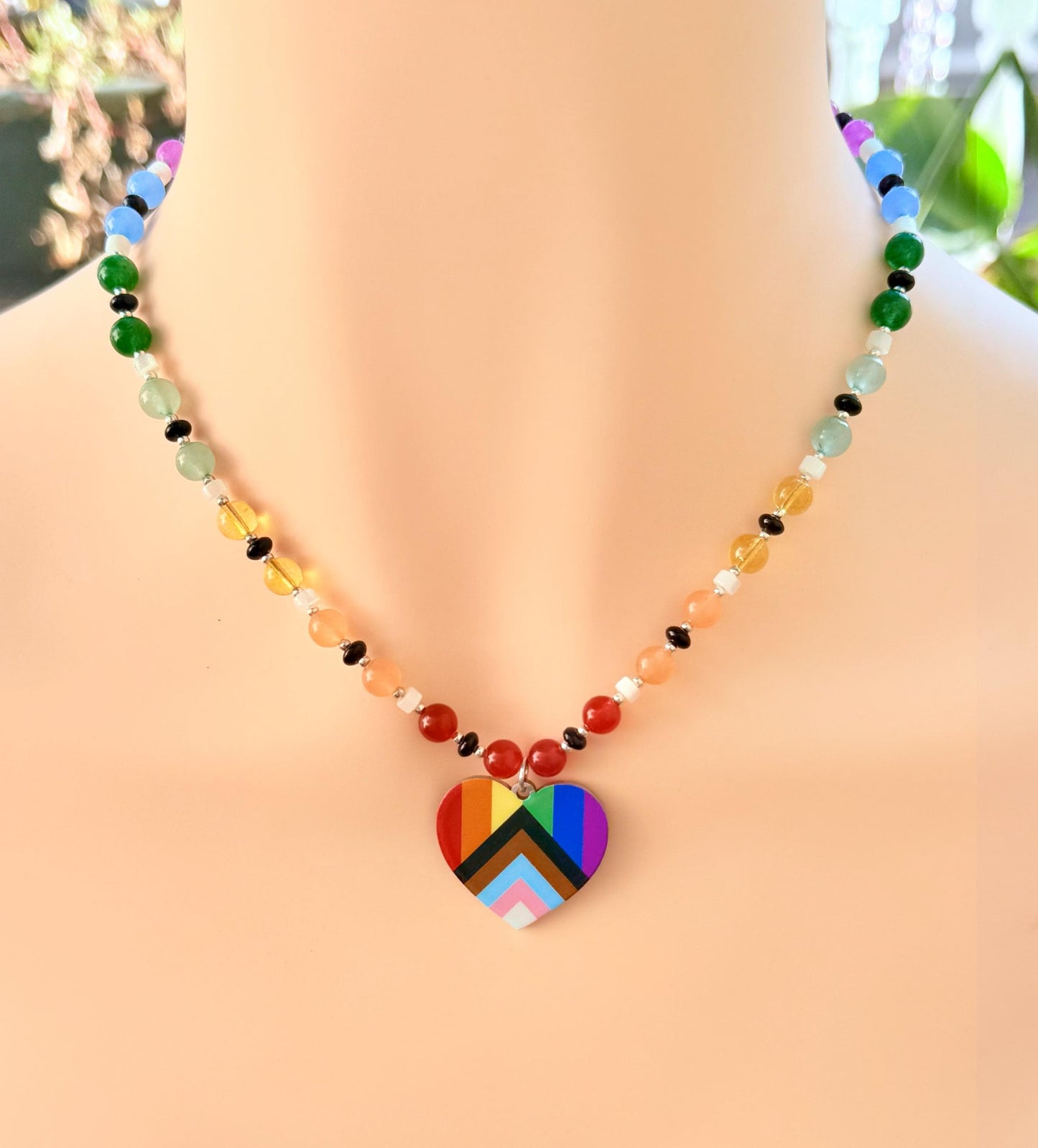 Pride Ally Pendant - Handmade Beaded Gemstone Statement Piece