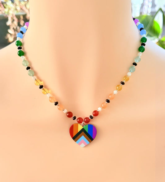 Pride Ally Pendant - Handmade Beaded Gemstone Statement Piece