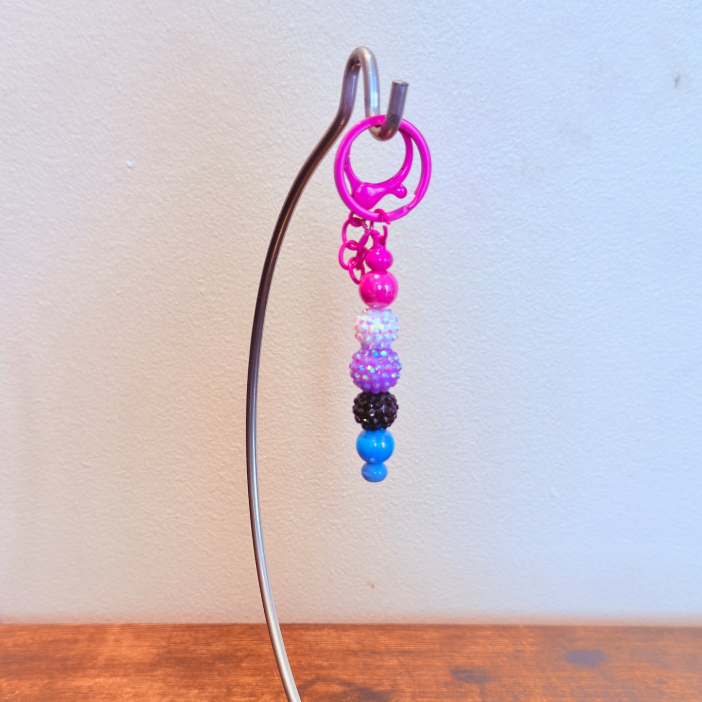 Genderfluid Pride Rhinestone and Smooth Beaded Keychain