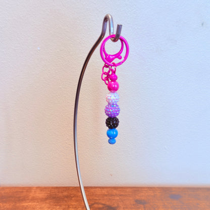 Genderfluid Pride Rhinestone and Smooth Beaded Keychain