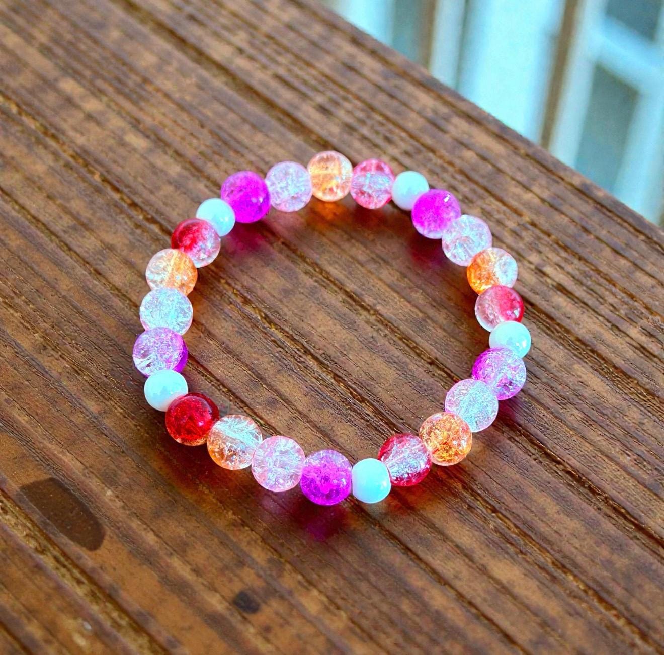 Lesbian Pride LGBTQIA+ Glass Beaded Stretch Bracelet