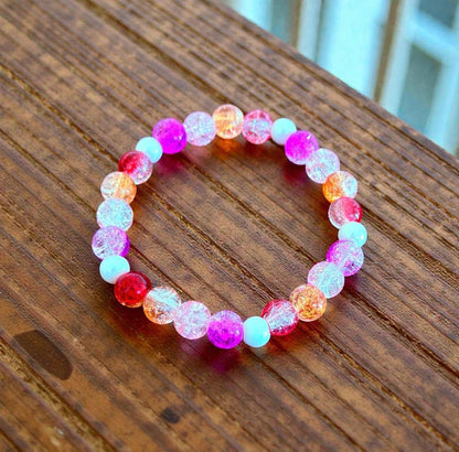 Lesbian Pride LGBTQIA+ Glass Beaded Stretch Bracelet