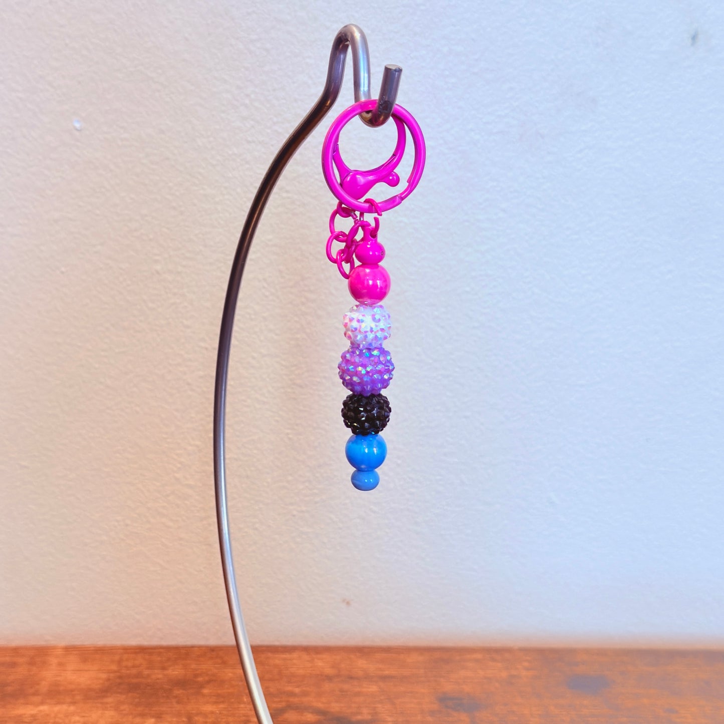 Genderfluid Pride Rhinestone and Smooth Beaded Keychain