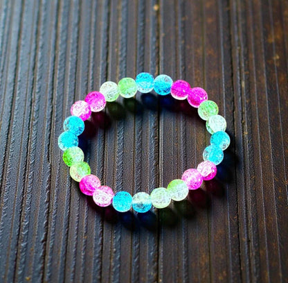 Polysexual Pride Bracelet - Glass Bead Stretch Cord LGBTQIA+ Statement Piece