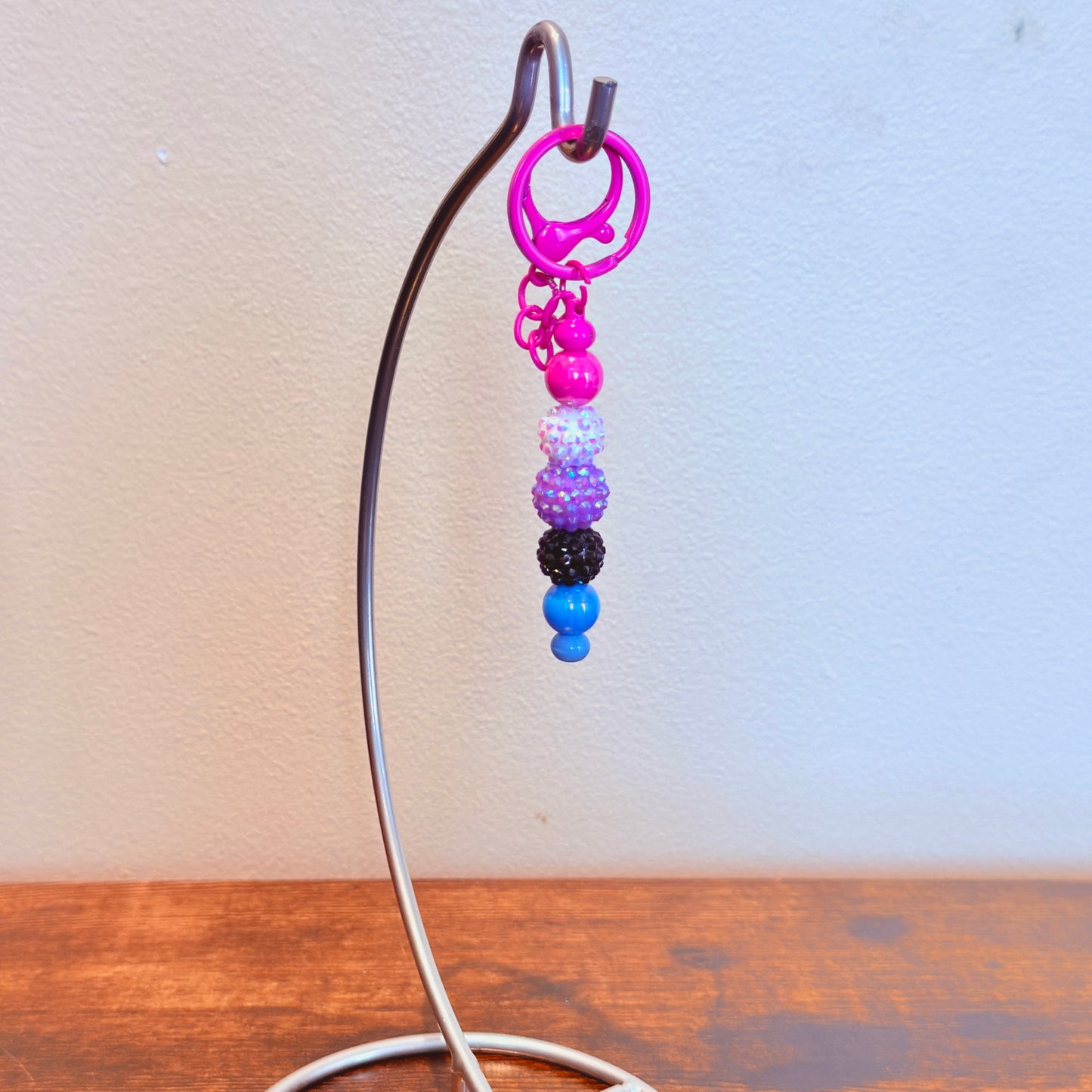 Genderfluid Pride Rhinestone and Smooth Beaded Keychain