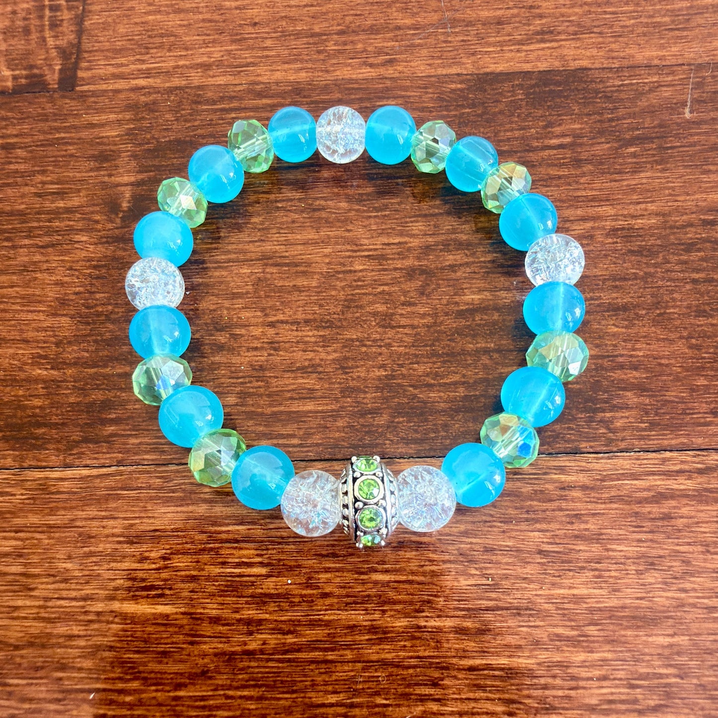 Genderqueer Pride Faceted Glass Stretch Bracelet – Sparkling Rhinestone Accent