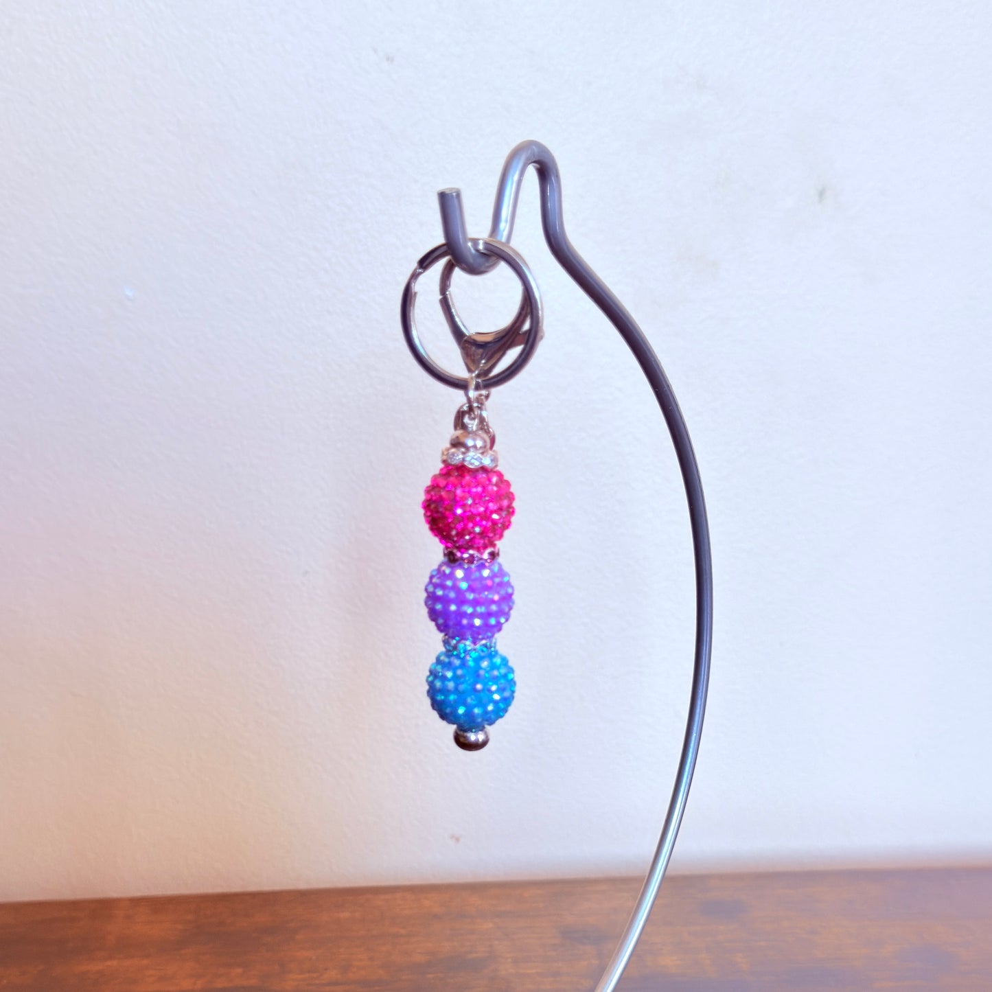 Bisexual Pride Beaded Keychain