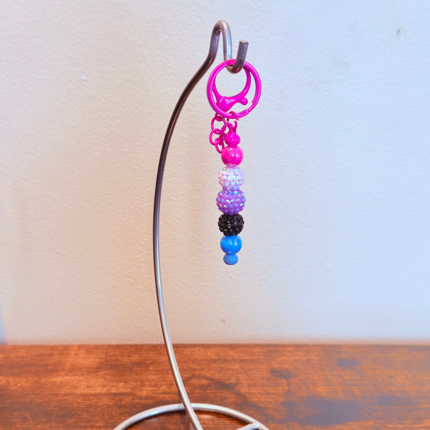 Genderfluid Pride Rhinestone and Smooth Beaded Keychain