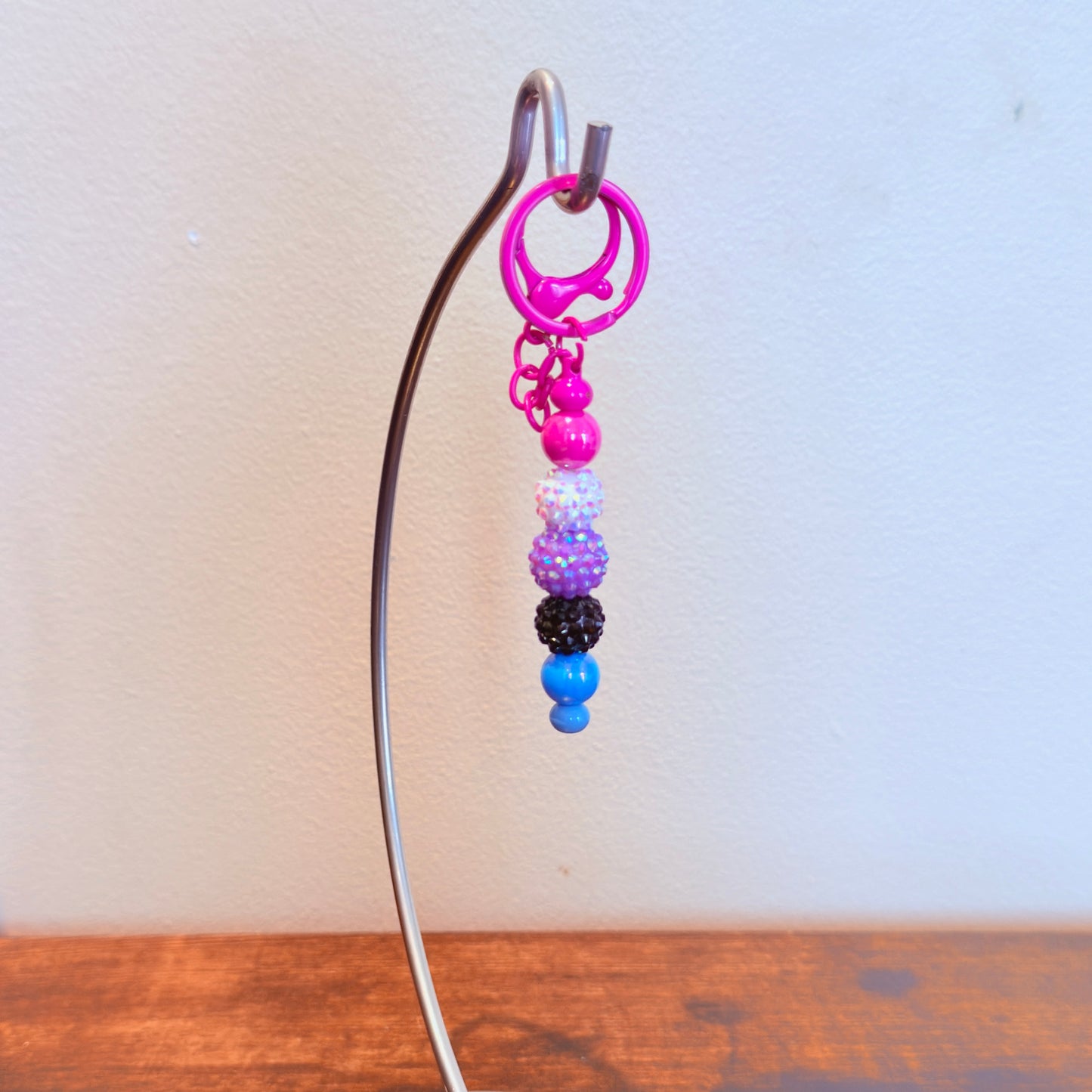 Genderfluid Pride Rhinestone and Smooth Beaded Keychain