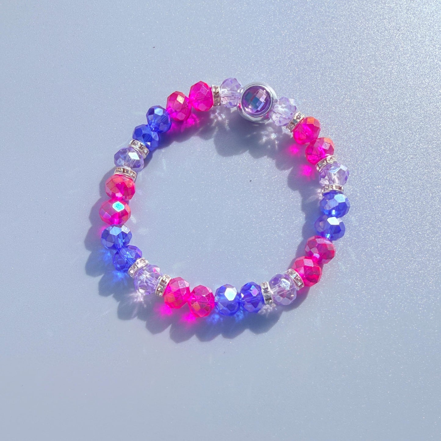 Bisexual Pride Piece - Glass Faceted Beaded Stretch Bracelet LGBTQIA+
