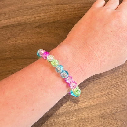 Polysexual Pride Bracelet - Glass Bead Stretch Cord LGBTQIA+ Statement Piece