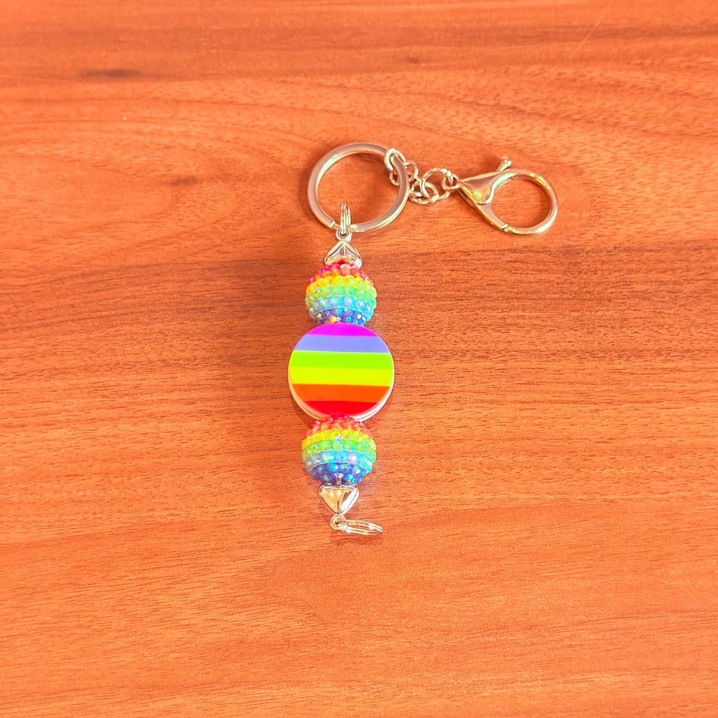 Rainbow Pride Acrylic Rhinestone Beaded Keychain