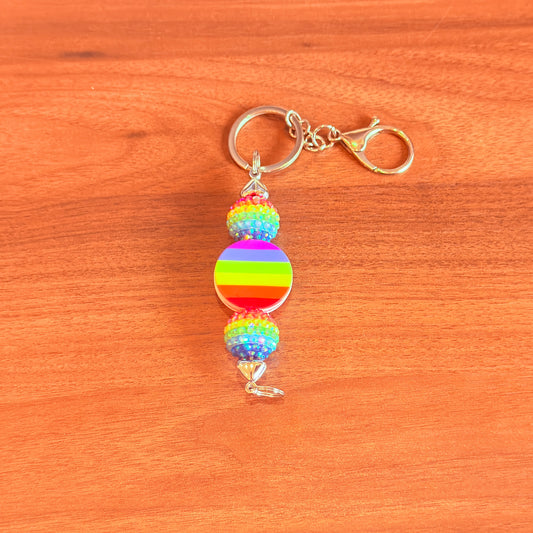Rainbow Pride Acrylic Rhinestone Beaded Keychain