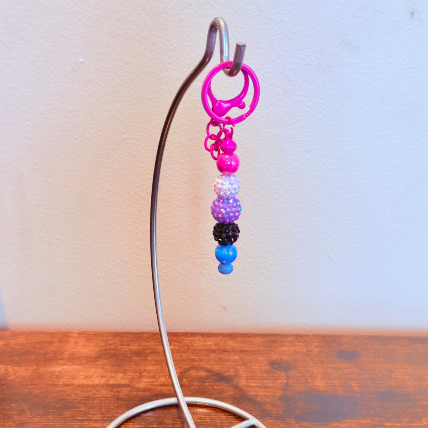 Genderfluid Pride Rhinestone and Smooth Beaded Keychain