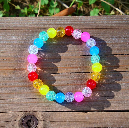 Rainbow Pride LGBTQIA+ Glass Beaded Stretch Bracelet