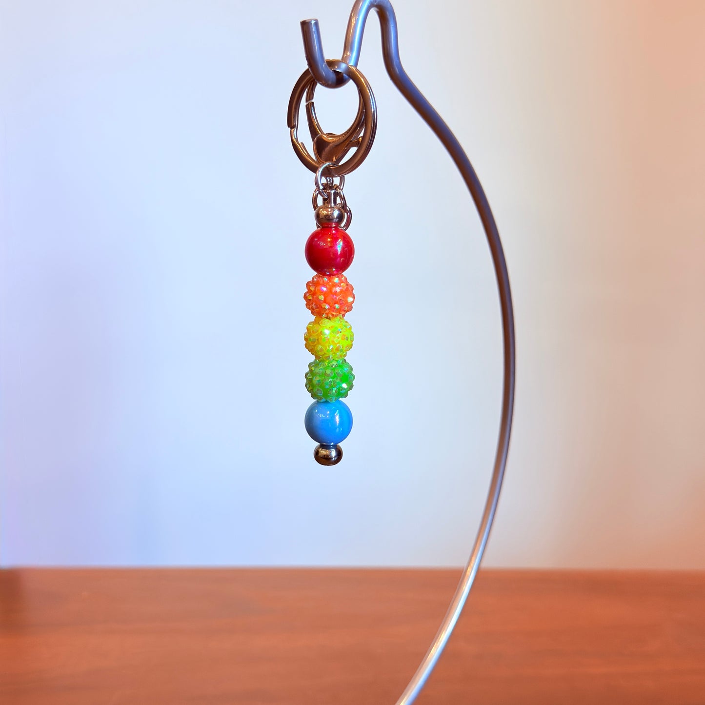 Rainbow Pride Beaded Keychain