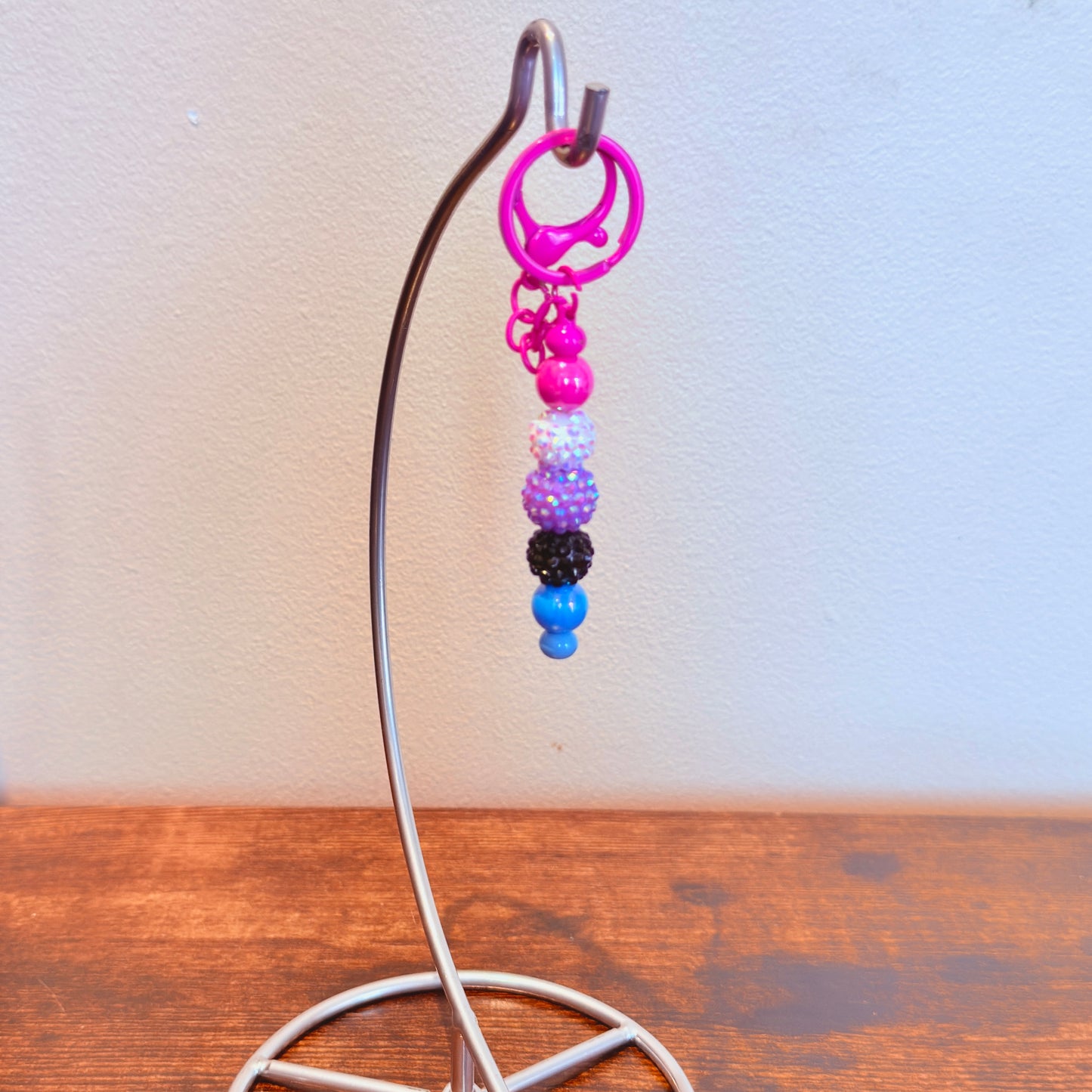 Genderfluid Pride Rhinestone and Smooth Beaded Keychain
