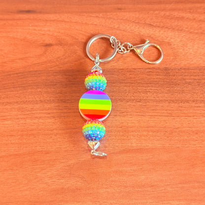 Rainbow Pride Acrylic Rhinestone Beaded Keychain