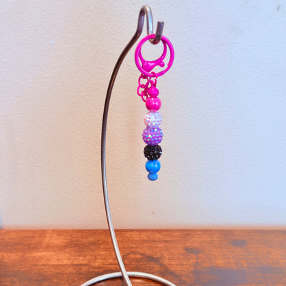 Genderfluid Pride Rhinestone and Smooth Beaded Keychain