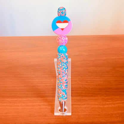 Ageplay Pride Rhinestone Beaded Pen | Super Sparkly Retractable Pen