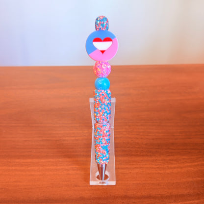 Ageplay Pride Rhinestone Beaded Pen | Super Sparkly Retractable Pen