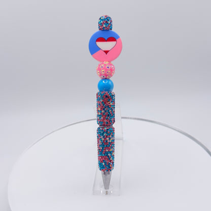 Ageplay Pride Rhinestone Beaded Pen | Super Sparkly Retractable Pen