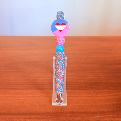 Ageplay Pride Rhinestone Beaded Pen | Super Sparkly Retractable Pen