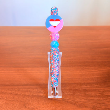 Ageplay Pride Rhinestone Beaded Pen | Super Sparkly Retractable Pen