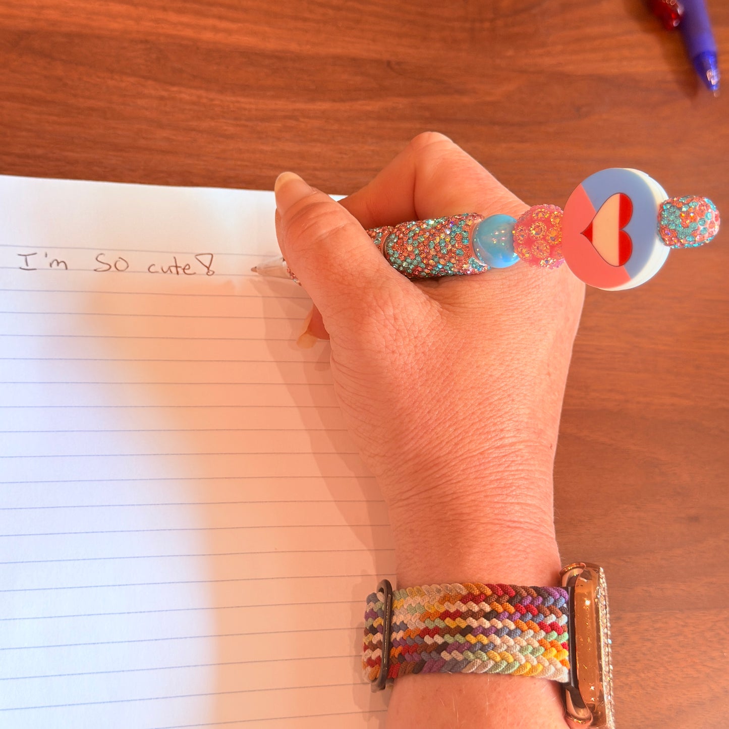 Ageplay Pride Rhinestone Beaded Pen | Super Sparkly Retractable Pen