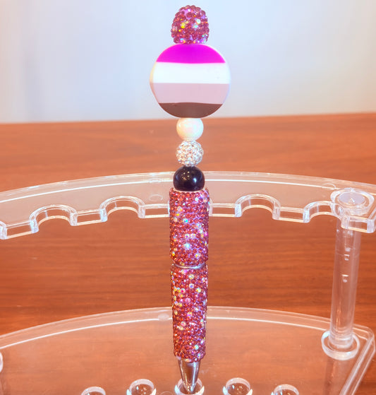 Asexual Pride Beaded Pen | Super Sparkly Retractable Pen