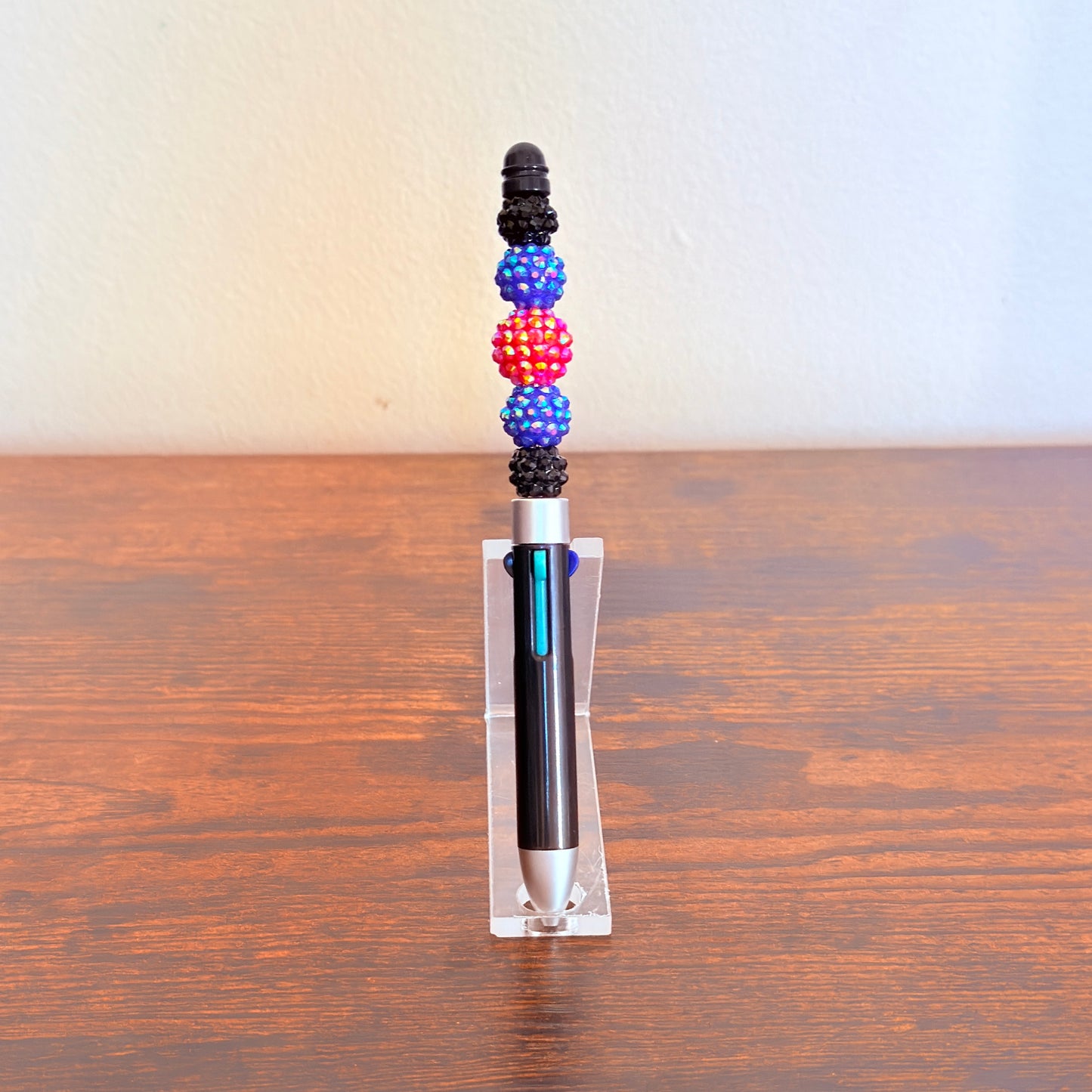 Leather Pride Beaded Acrylic Rhinestone 4-in-1 Pen