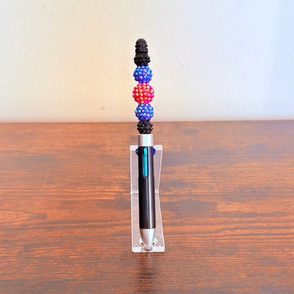Leather Pride Beaded Acrylic Rhinestone 4-in-1 Pen
