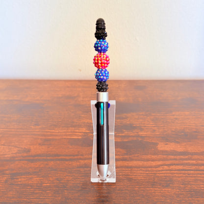 Leather Pride Beaded Acrylic Rhinestone 4-in-1 Pen