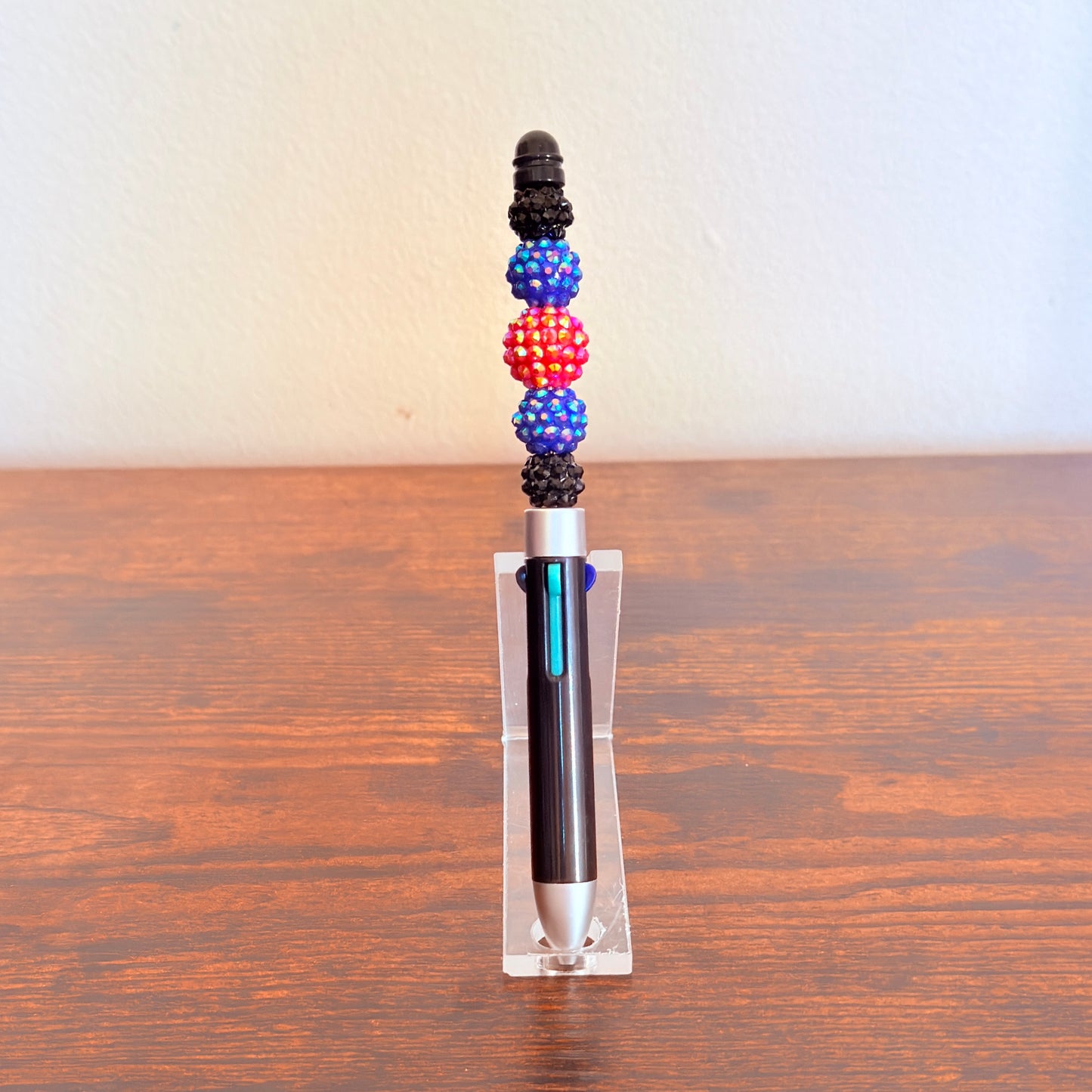 Leather Pride Beaded Acrylic Rhinestone 4-in-1 Pen