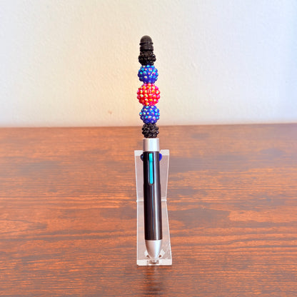 Leather Pride Beaded Acrylic Rhinestone 4-in-1 Pen