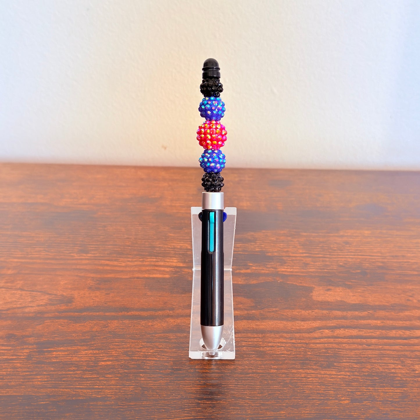 Leather Pride Beaded Acrylic Rhinestone 4-in-1 Pen