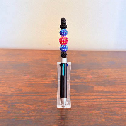 Leather Pride Beaded Acrylic Rhinestone 4-in-1 Pen