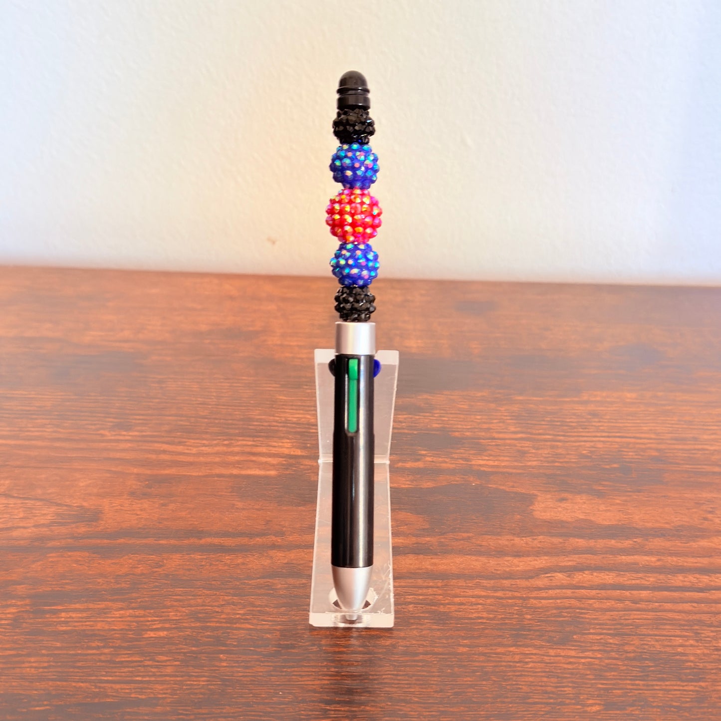 Leather Pride Beaded Acrylic Rhinestone 4-in-1 Pen