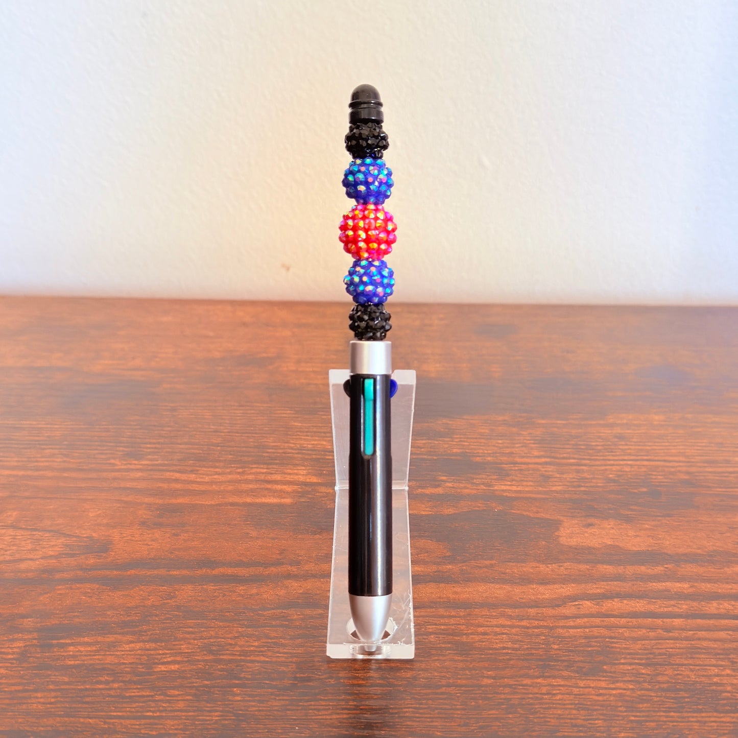 Leather Pride Beaded Acrylic Rhinestone 4-in-1 Pen