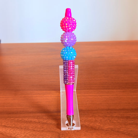 Bisexual Pride Beaded Acrylic Rhinestone Wrapped Pen