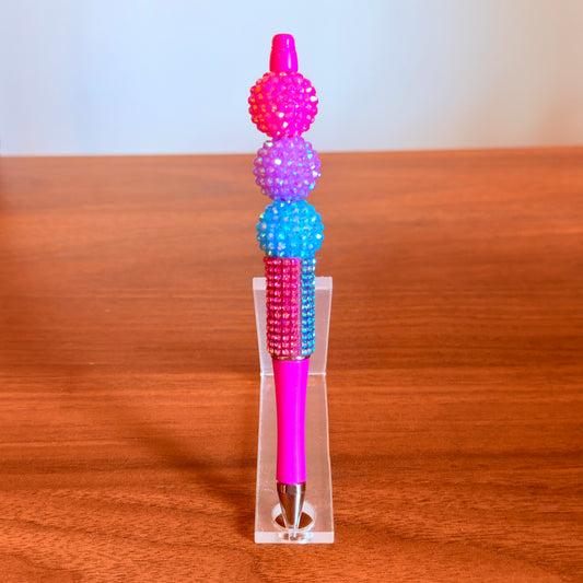 Bisexual Pride Beaded Acrylic Rhinestone Wrapped Pen